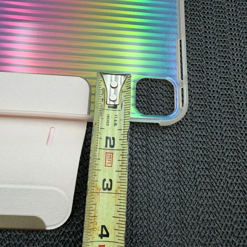 Holographic Rainbow Iridescent Tablet Case Pink Trifold Stand Cover 11 x 8.5